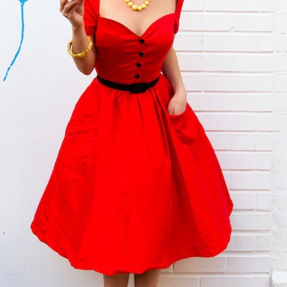 UNIQUE VINTAGE - Red Rhapsody Dress - Picture 1 of 5